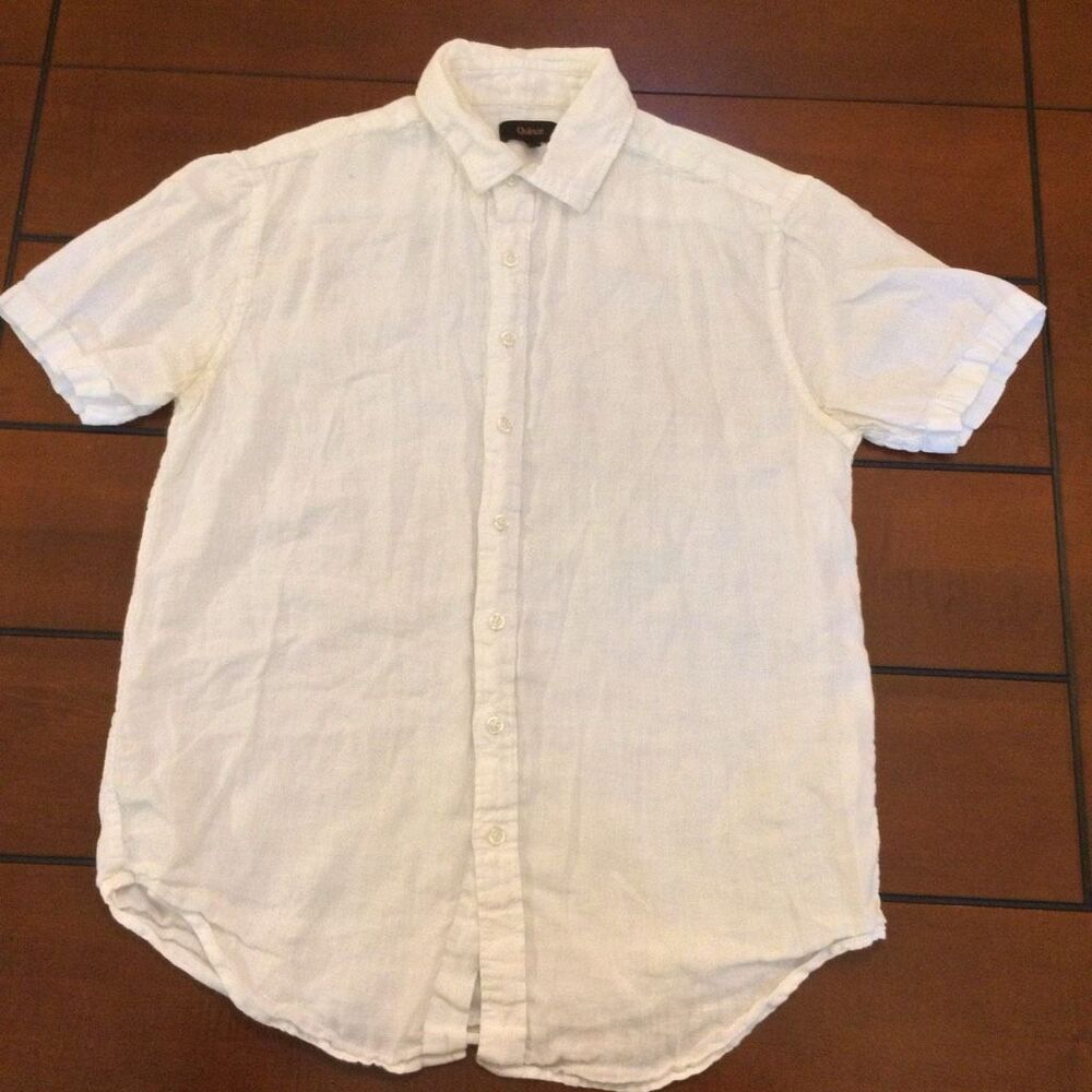 Quince Egyptian linen short sleeve white shirt small